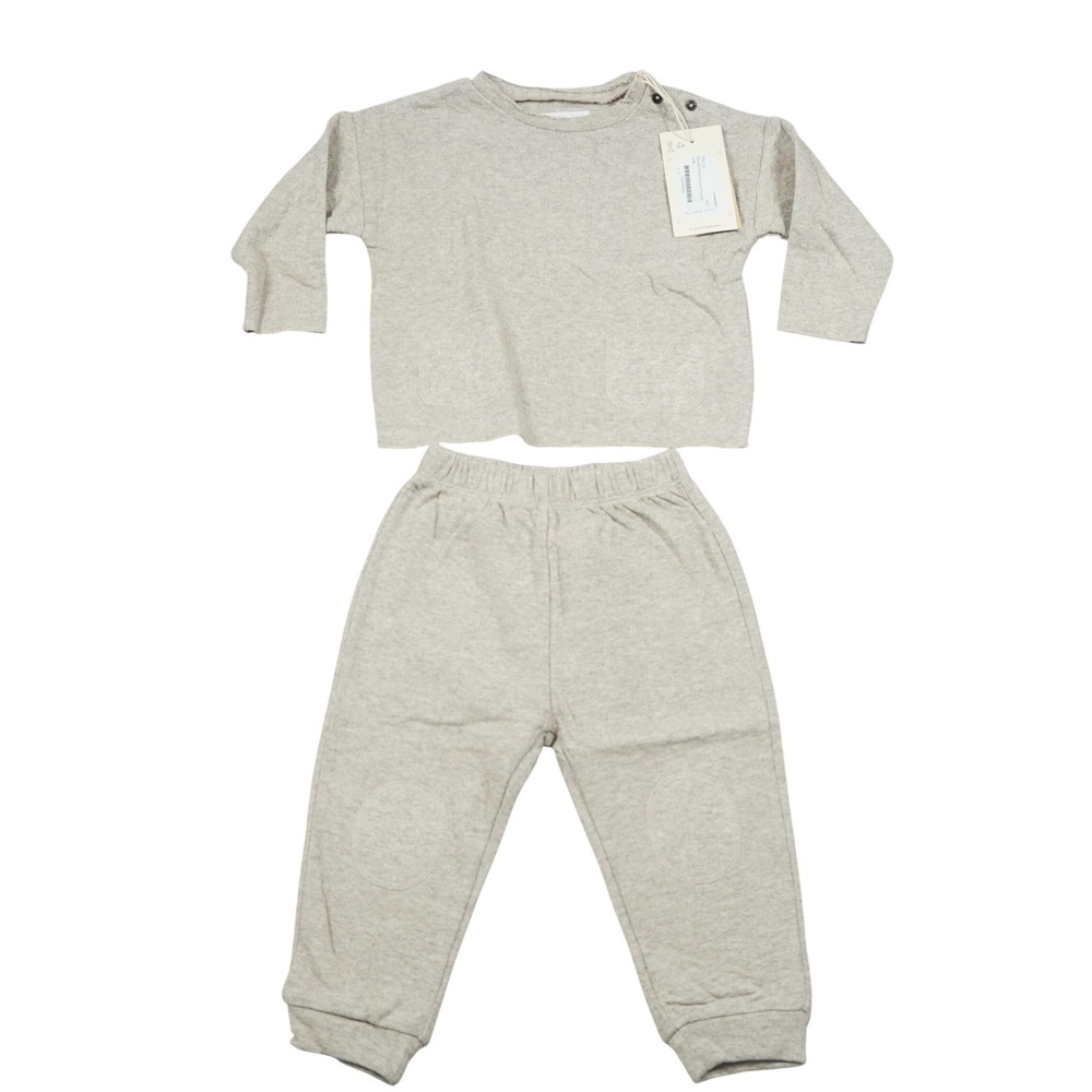 Play Up Baby Oatmeal Organic Cotton Jersey Sweater Pants Set 12M NWT Minimalist